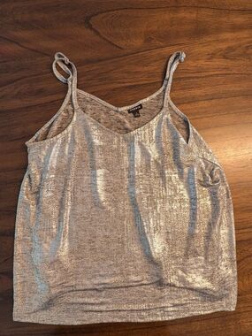 torrid Metallic Silver V-Neck Shimmer Cami Size 1.